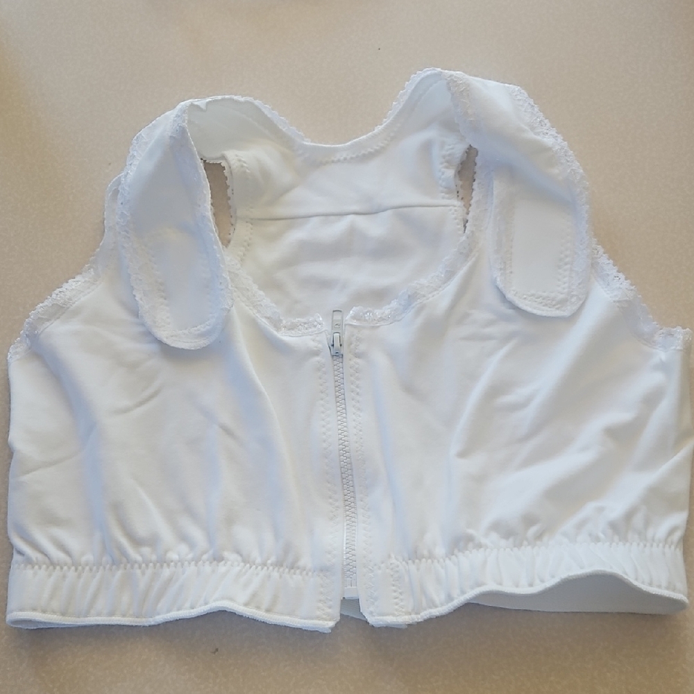 White Zipper Front Sports Bra